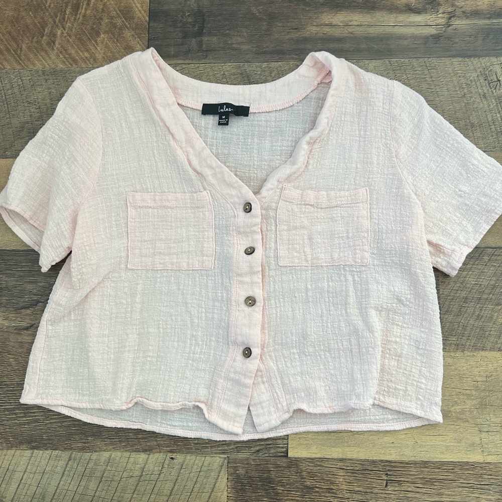 LULUS BOTTON UP CROP TOP